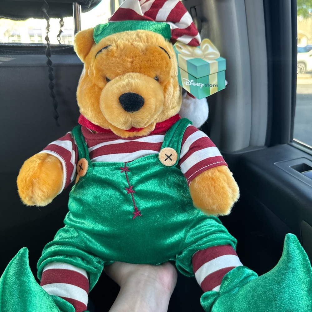 Disney Winnie the Pooh Elf Plush in Green and Red